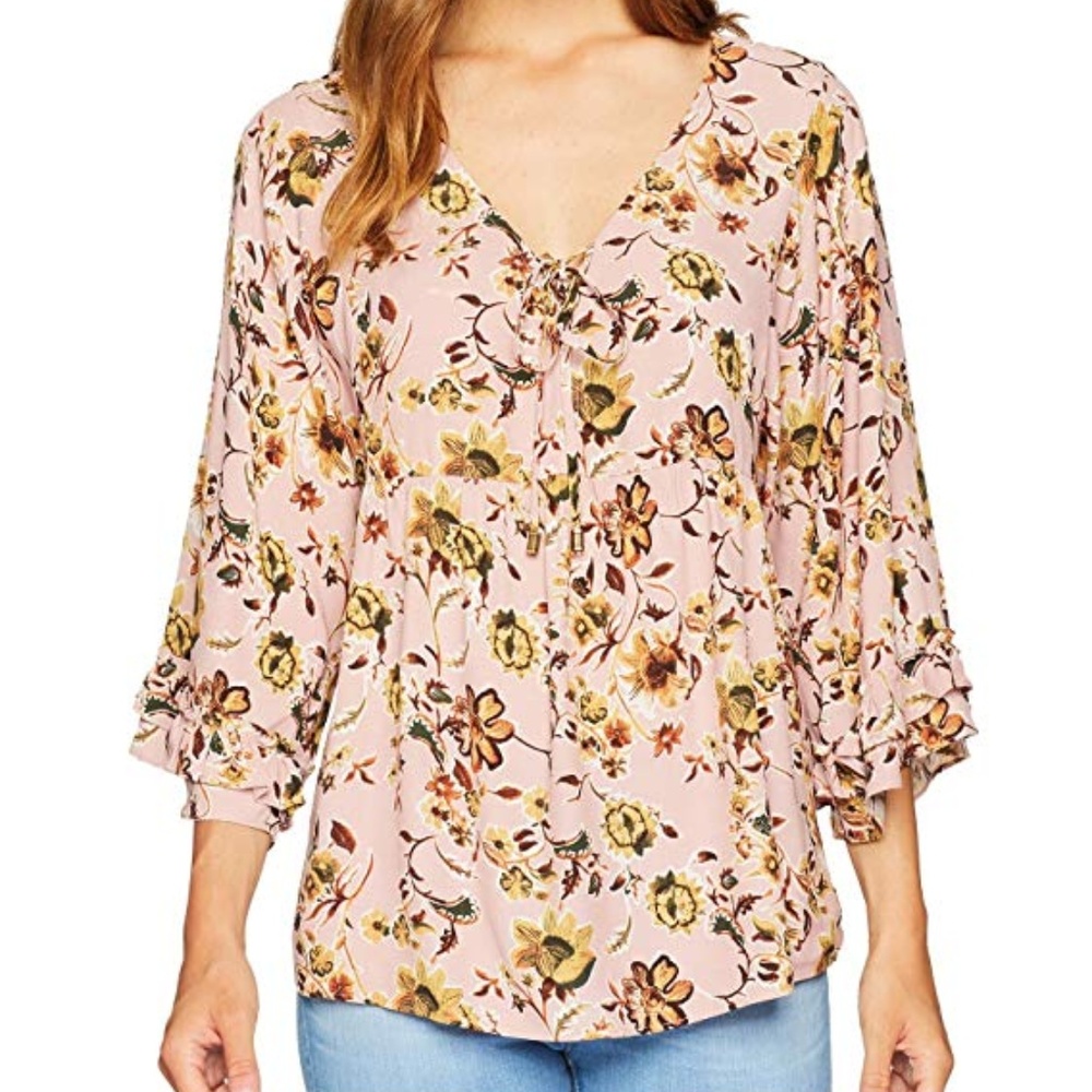 Sanctuary Women's Desert Ruffle Lace-Up Blouse